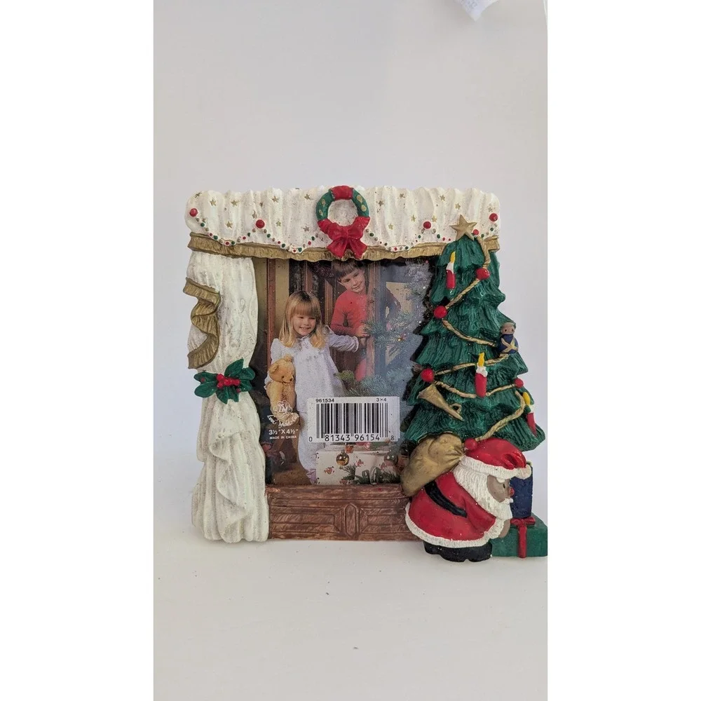Lori Mitchell Christmas Santa Claus Fireplace 3.5x4.5 Resin Photo Frame 961534